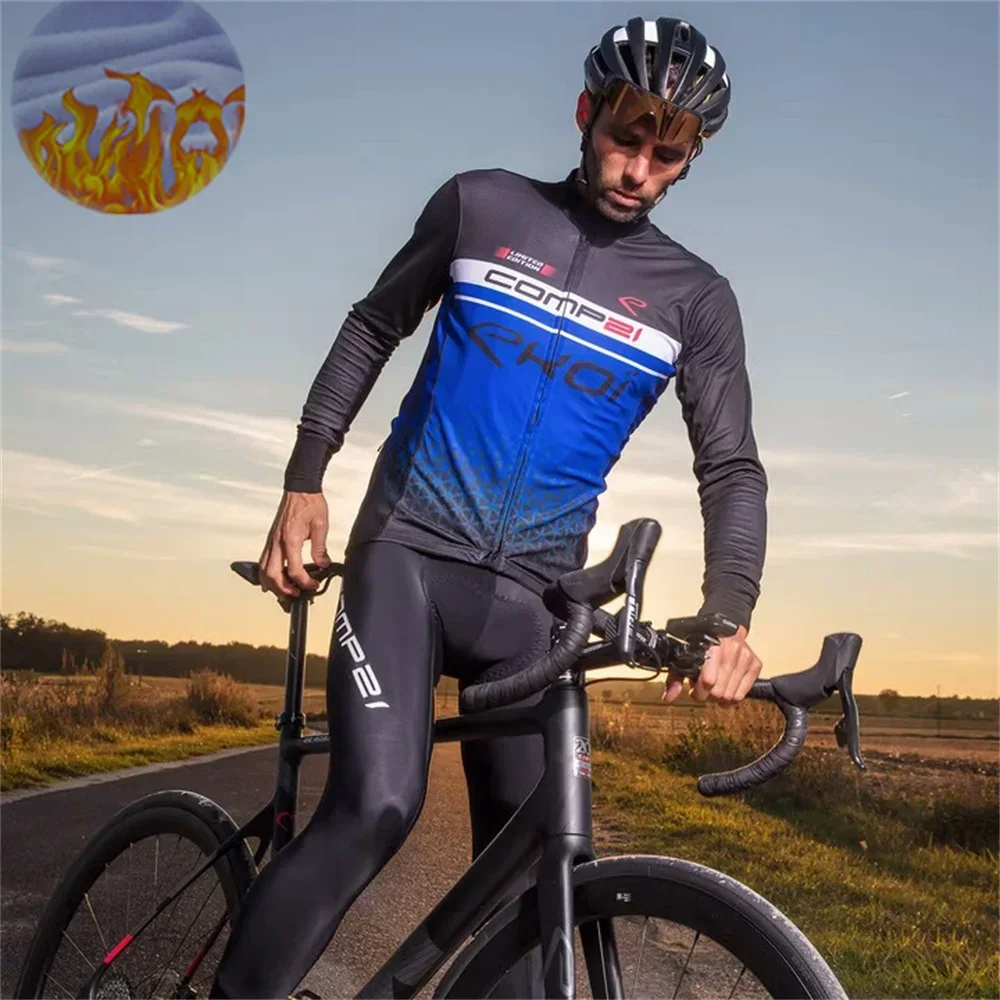 Winter Fleece Thermal Cycling Team Cycling Jersey Wear Clothing Maillot Ropa Ciclismo Mtb Bike Bicycle Long Clothing Bib Pants