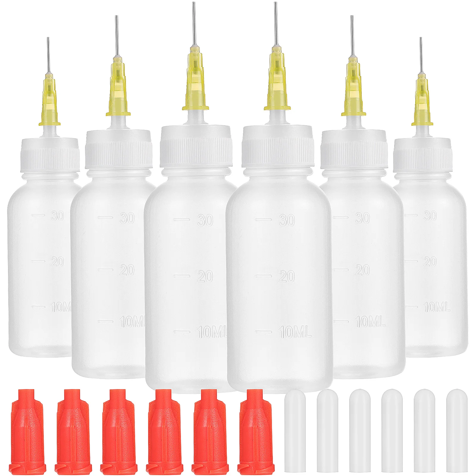 6 Sets Hair Needle Tip Plastic Bottle Squeeze Bottles Glue Dispenser Applicator