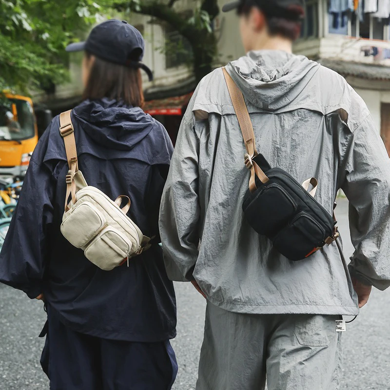 

Men Canvas Messager Bags Travel Camping Backpack Crossbody Bags Sling Chest Bags Girl Shoulder Solid Zipper Single Strap Casual