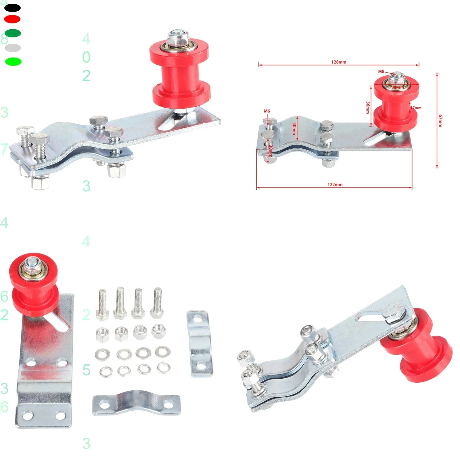 Pulley Chain Tensioner Bracket Adjuster Roller for 49cc 60cc 66cc 80cc Engine Motorized Bicycle