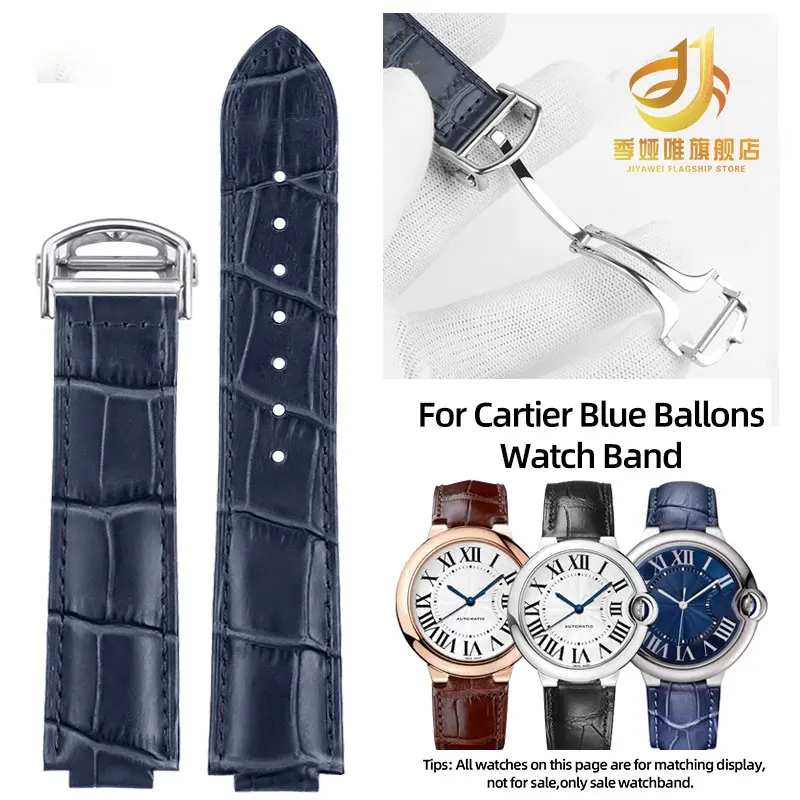 

For Cartier Blue Balloon Leather strap 42mm Men 36mm Women New Folding Buckle Raised Cow watch band 16mmx8mm 18mmx11mm 20mmx12mm