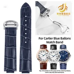 For Cartier Blue Balloon Leather strap 42mm Men 36mm Women New Folding Buckle Raised Cow watch band 16mmx8mm 18mmx11mm 20mmx12mm