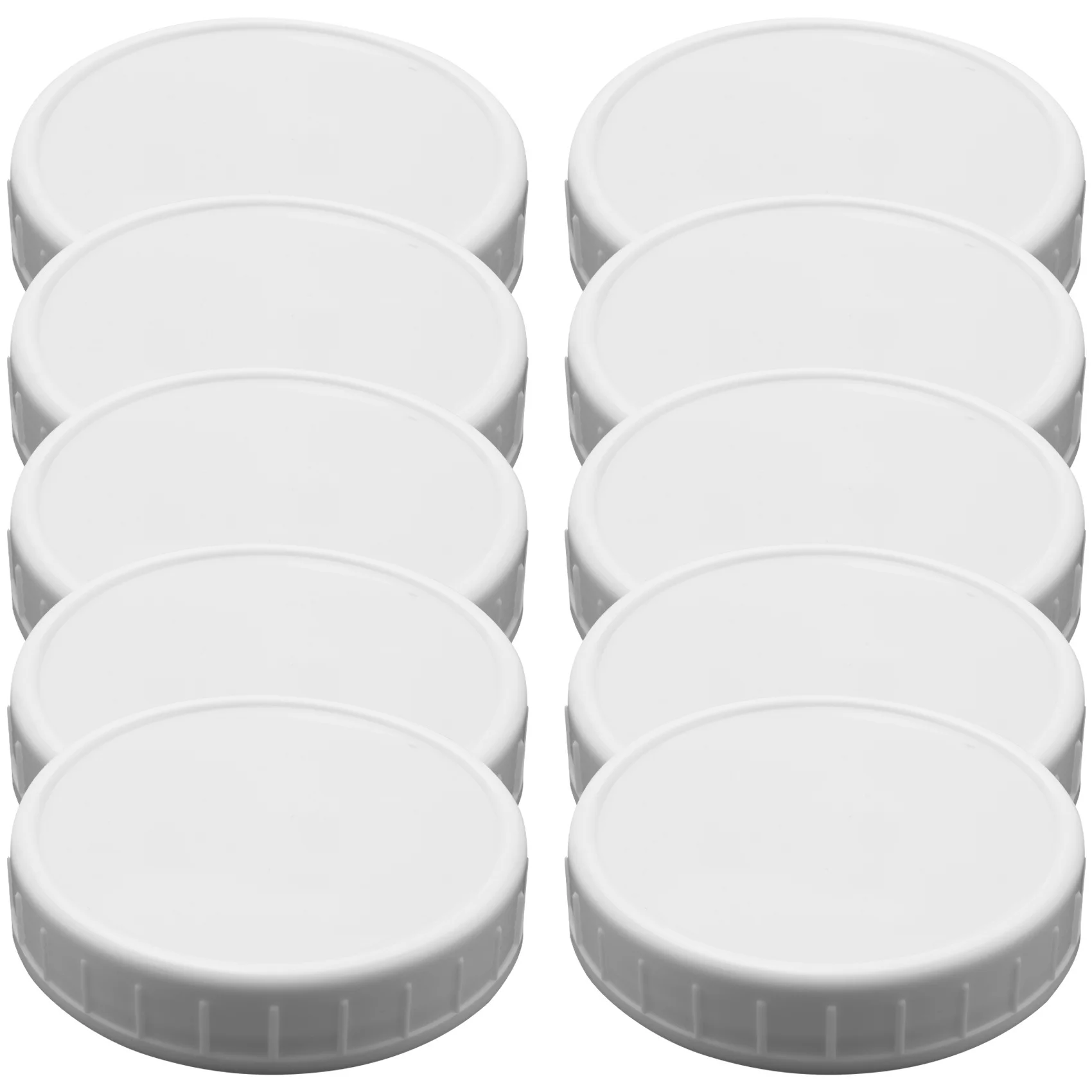 10Pcs Plastic Storage Caps Lids Ribbed for 86mm Standard Regular Mouth Jar Bottle