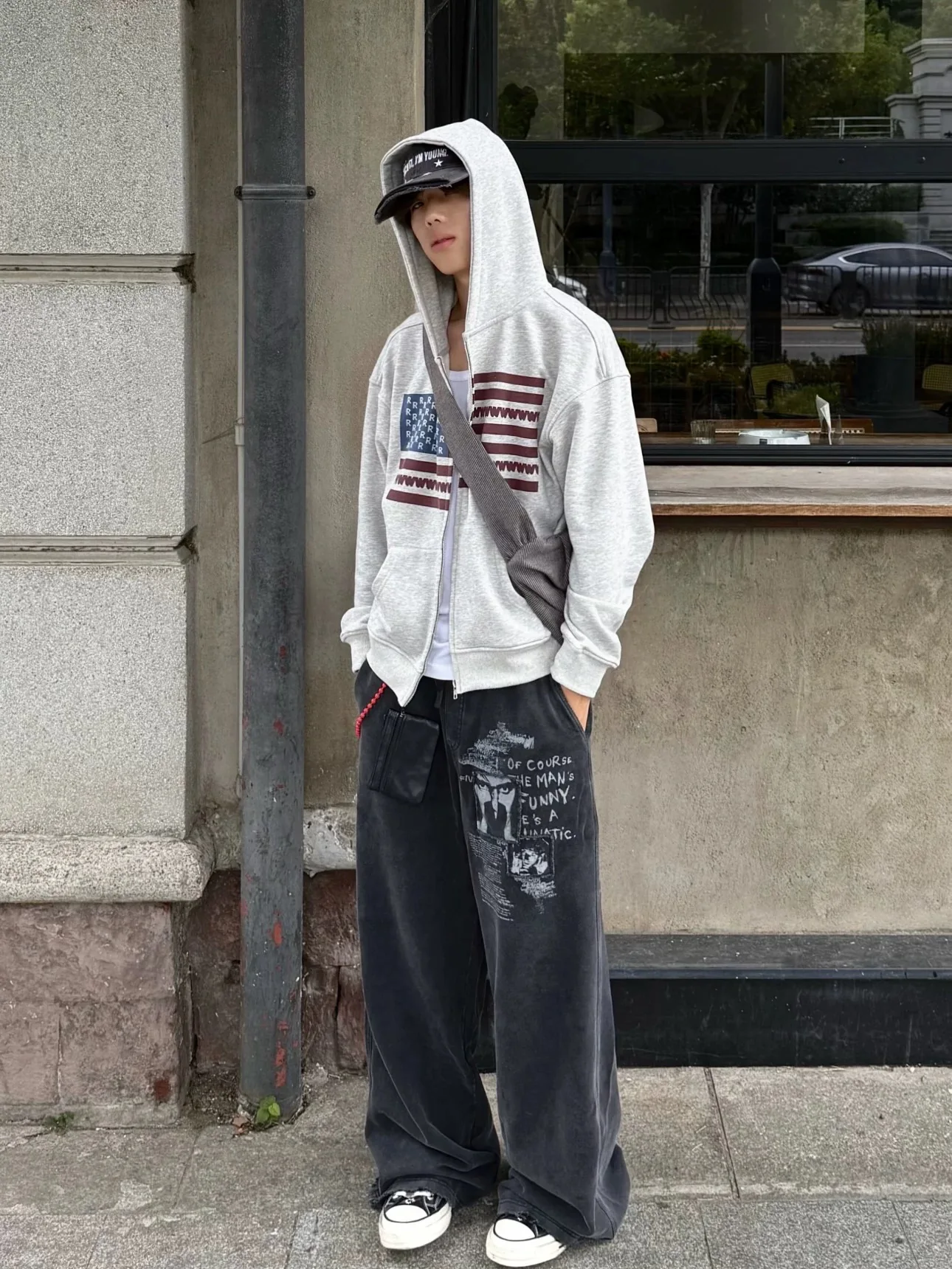 

Кардиган на молнии с капюшоном и принтом американского ретро-флага, толстовка, мужская осенне-зимняя уличная свободная верхняя одежда в стиле хип-хоп, куртка