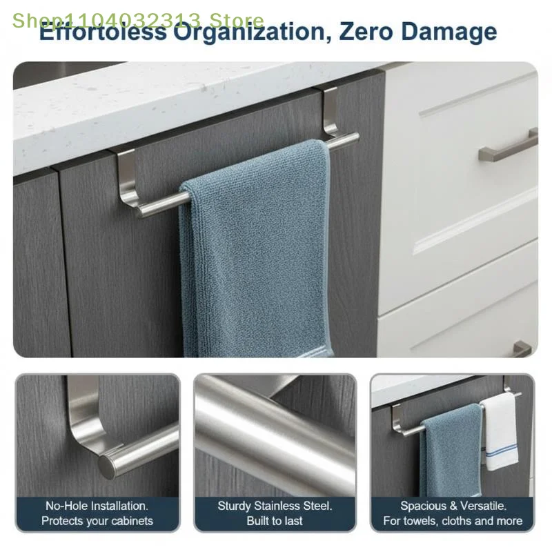 Stainless Steel Towel Robe Rack Towel Bar Kitchen Dish Cloths Hanger Home Door Hanging Holder Rustproof Bathroom Stand Organizer view 5