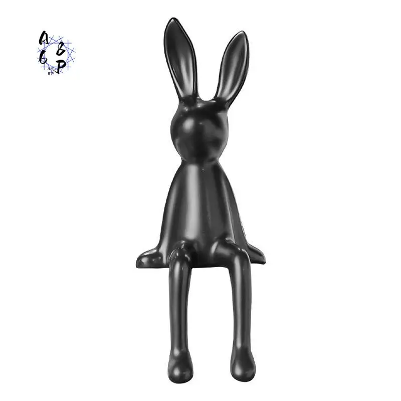 A68P-Long Eared Sitting Bunny Decor Room Decor Statue Sitting Bunny Figurine Statue For Desk Bookshelf Gift For Friends