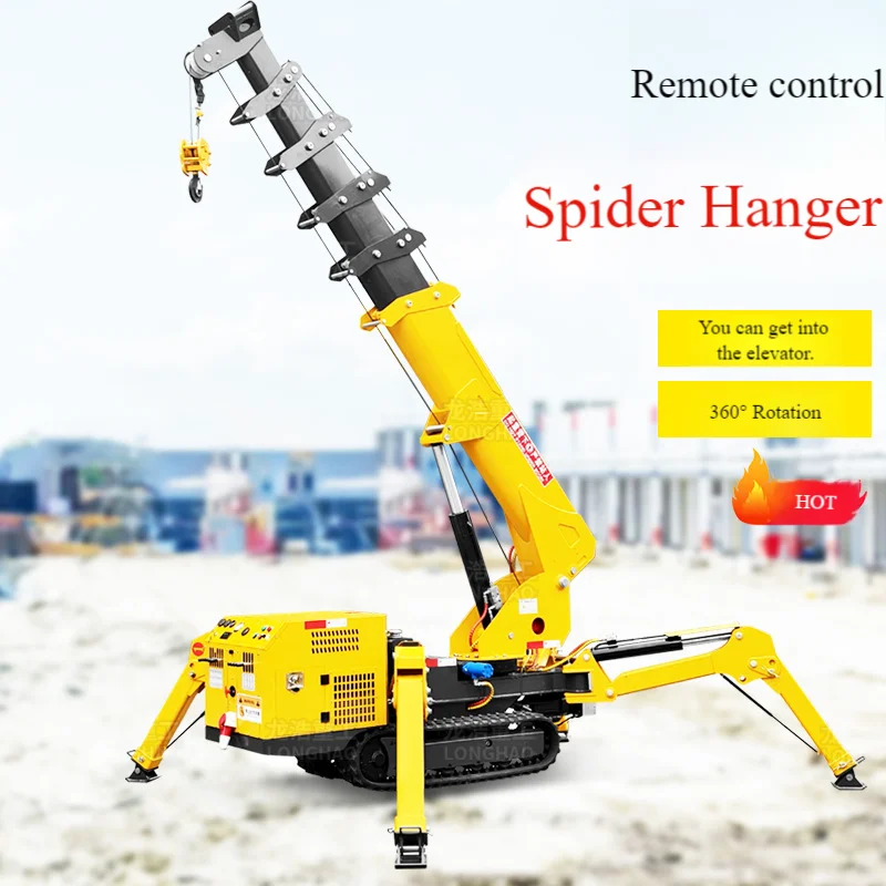 Compact Spider Crane, Elevator Accessible Folding Remote Control Self-Propelled Crawler Crane