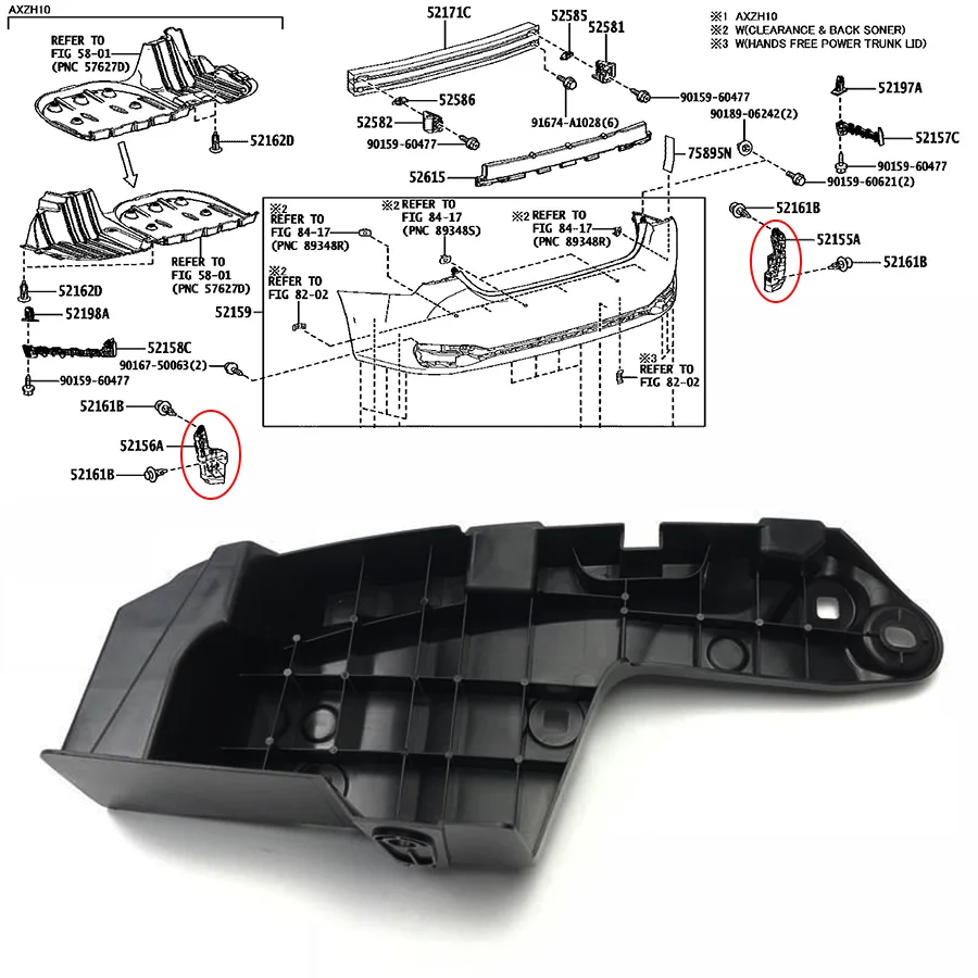 Wooeight 1Pc Front Bumper Retainer Bracket Base Support For Lexus ES200 ES260 ES300 52156-33020/52155-33020 Car Accessories