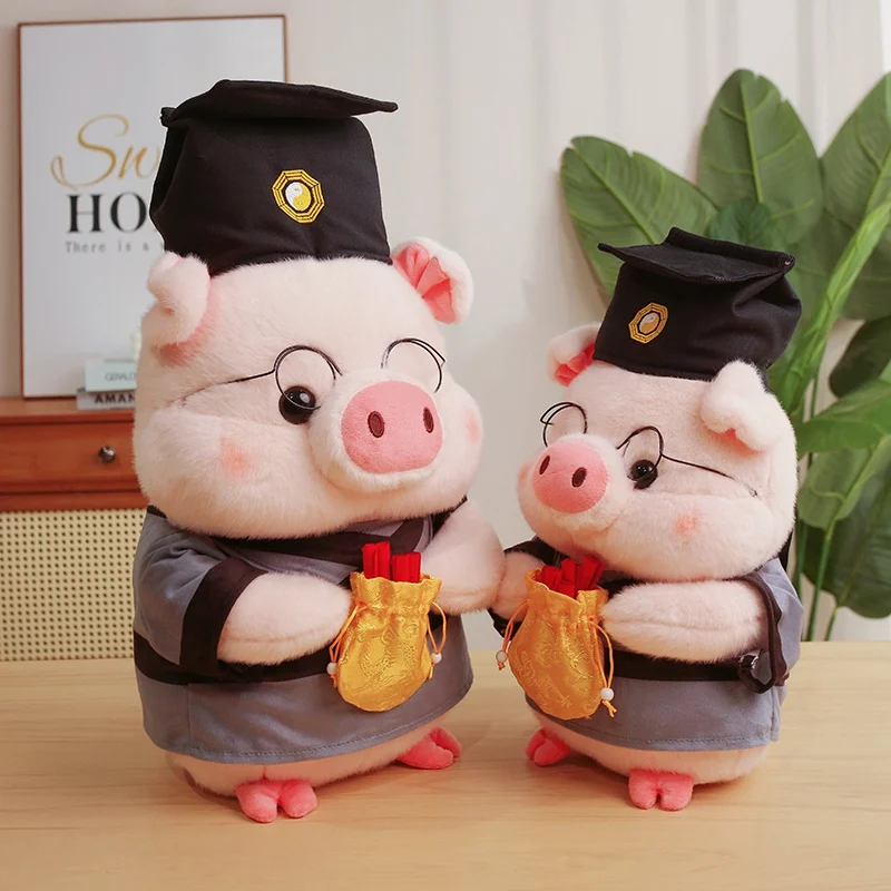 

25-45cm New Cute Pink Pig With wong tai sin Clothes Plush Toys Stuffed Cartoon Baby Appease Fluffy Piggy Doll Girls Kids Gifts