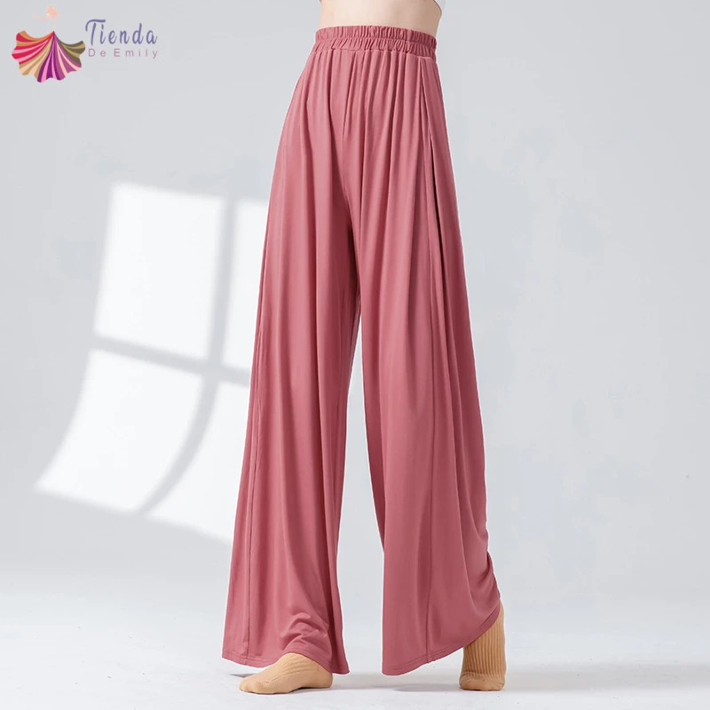 سراويل الرقص الكلاسيكية للسيدات أنيقة بخصر مطاطي واسعة الساق سراويل ناعمة للجسم قافية اليوغا ملابس رقص يومية غير رسمية للتدريب على المسرح #1