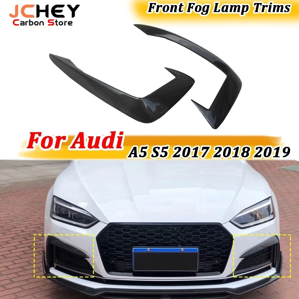 

Carbon Fiber Front Bumper Fog Lamp Eyebrows Cover Trims For Audi A5 S5 2017 2018 2019 FRP Front Bumper Fog Lamp Trims Body Kits