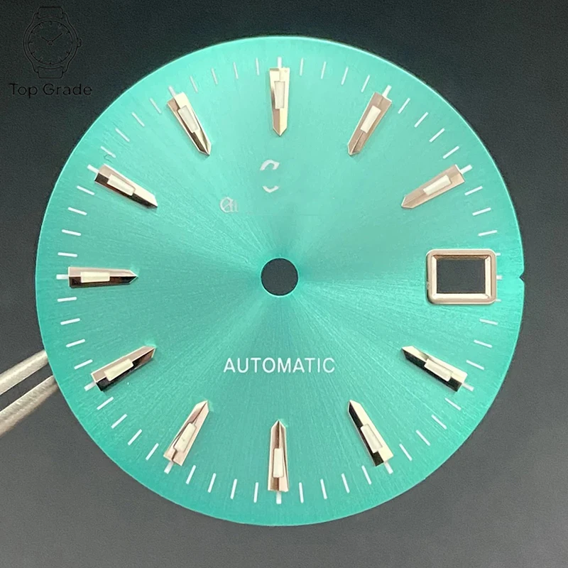 TG 28.5mm NH35 S logo Sunburst Stripe Nail Dial Suitable for NH35/NH36 Movement Green Luminous Watch Modification Accessories