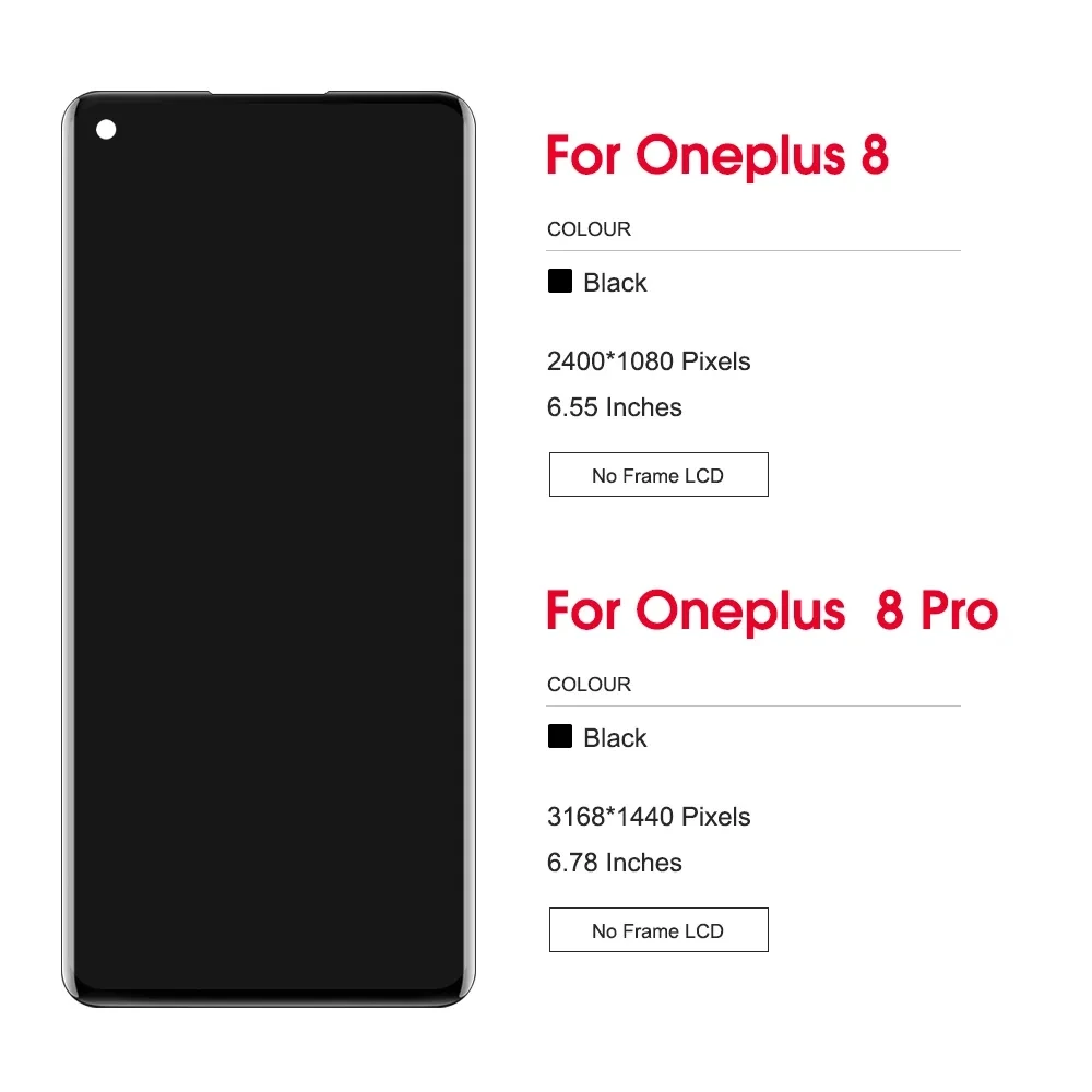 Tested Original For OnePlus 8 Pro LCD Display Screen+Touch Panel Digitizer Replacement 1+8Pro For Oneplus 8 1+8 IN2023 LC