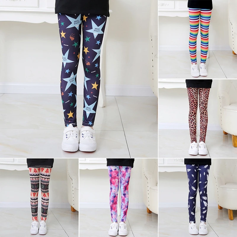 Print Flower Skinny Children Leggings For 2-10 Years Girl Clothes Soft Girls Leggings Pencil Pants Kids Trousers