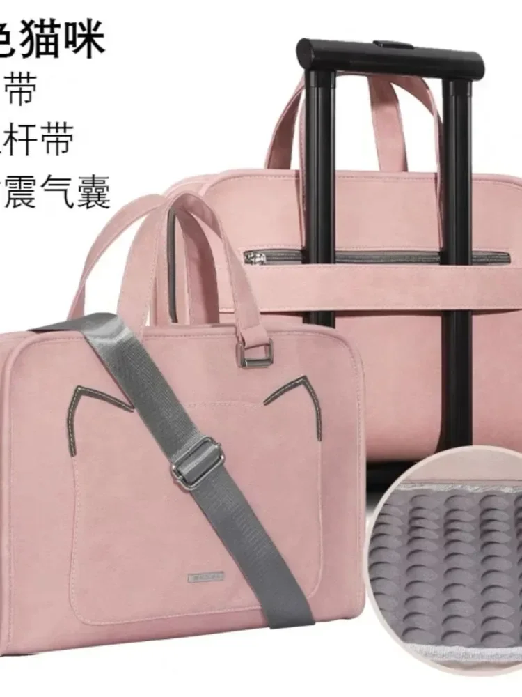 Pink Laptop Shoulder Bag Sleeve Handbag Waterproof MacBook Air Pro 13.3 14 15.6 16 Inch PC Case Travel Briefcase Shockproof