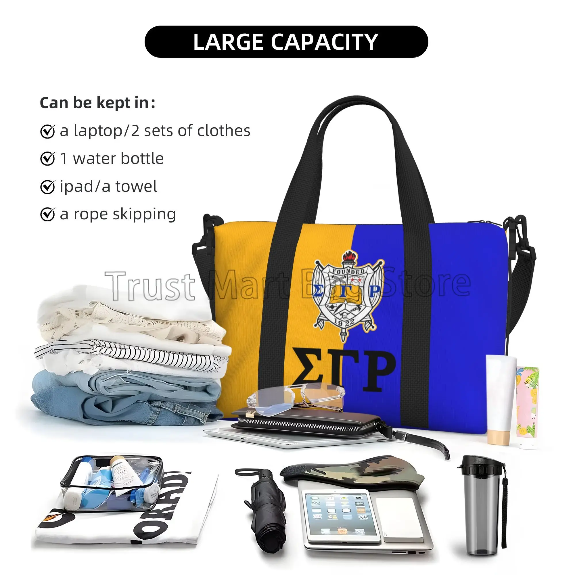 Sigma Gamma Rho 1922 tas Duffel Travel gambar cetak tas Weekender pribadi dengan tali bahu tas olahraga Gym malam untuk wanita