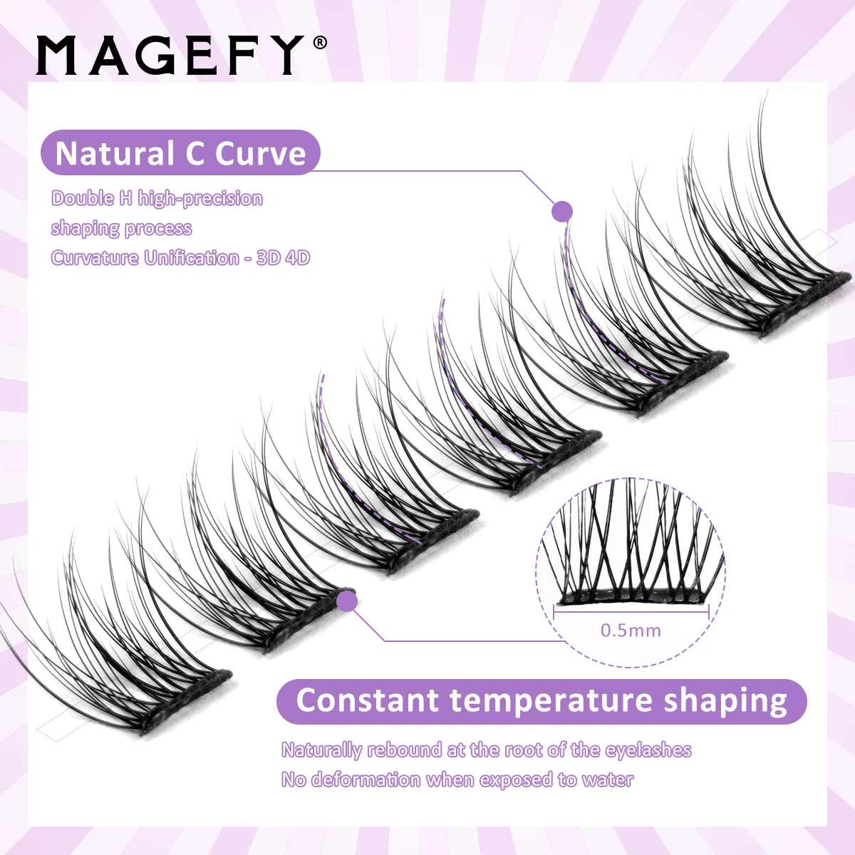 MAGEFY 24 العنقودية الغراء الحرة الرموش الفردية D حليقة 12 مللي متر الطبيعية سليم الرموش الصناعية لطيف لاش تمديد للسفر الجمال