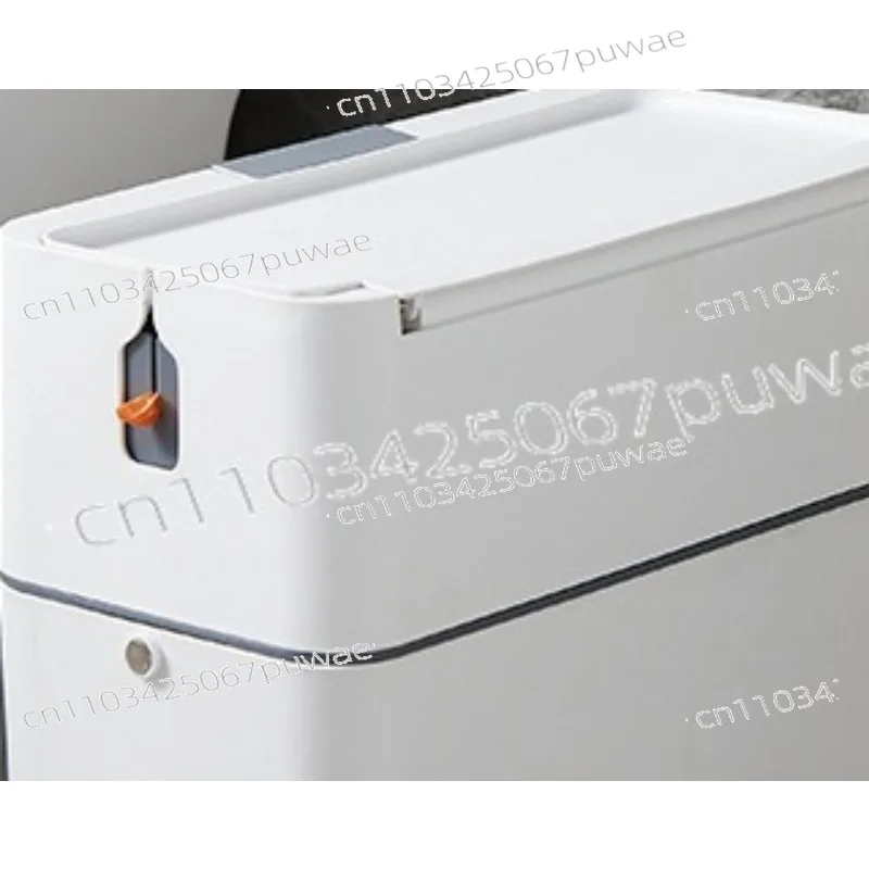 

Narrow Space Trash Can with Lid | Automatic Bagging Pull Rope Bin with Toilet Brush for Home Kitchen Bathroom