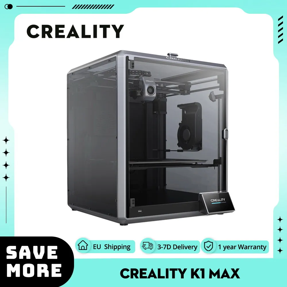 Creality K1 Max 3D Printer, Auto Leveling, Max 600mm/s Printing Speed, Direct Drive Extruder, Touchscreen, 300*300*300mm