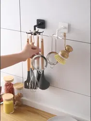 Kitchen Organizer Swivel Hooks Creative Hooks Hooks Hole-free Multifunctional Explosion Hooks Rotatable Dual-Use