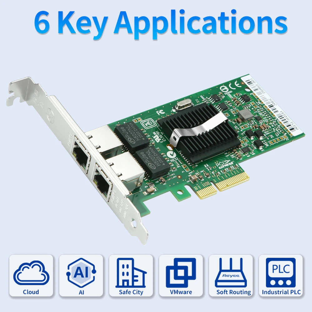 INTEL 82571-T2 PCI-Express ثنائي المنفذ 10/100/1000Mbps جيجابت إيثرنت بطاقة خادم محول NIC تحكم خادم الكمبيوتر #3