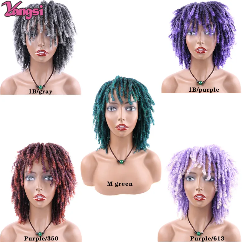 Redhead Wig 6 Inch African Synthetic Hair Wigs Dreadlocs Afro Braid Purple Vampire Wig Woman Cosplay Party Daily Wear