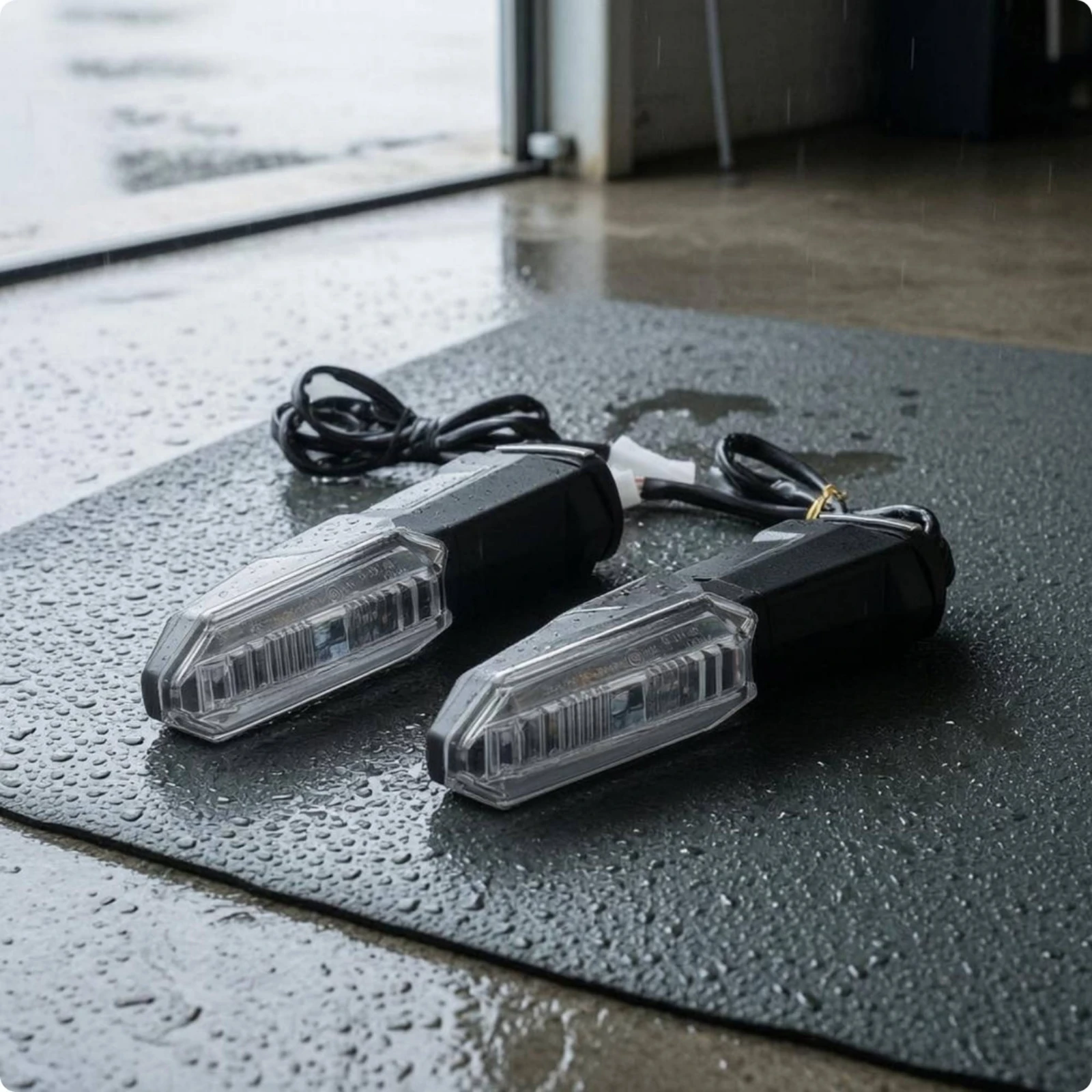 LED Turn Indicator Light Angular Motorcycle Turn Indicator Black LED Indicator Light Wired Connector Vehicle Accessory Super