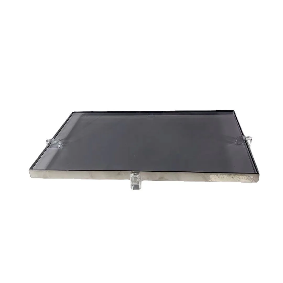 Modern Home Grey Crystal Glass Square Round Display Plate Household Creative Line Shaping Fruit Plate Storage Pendulum