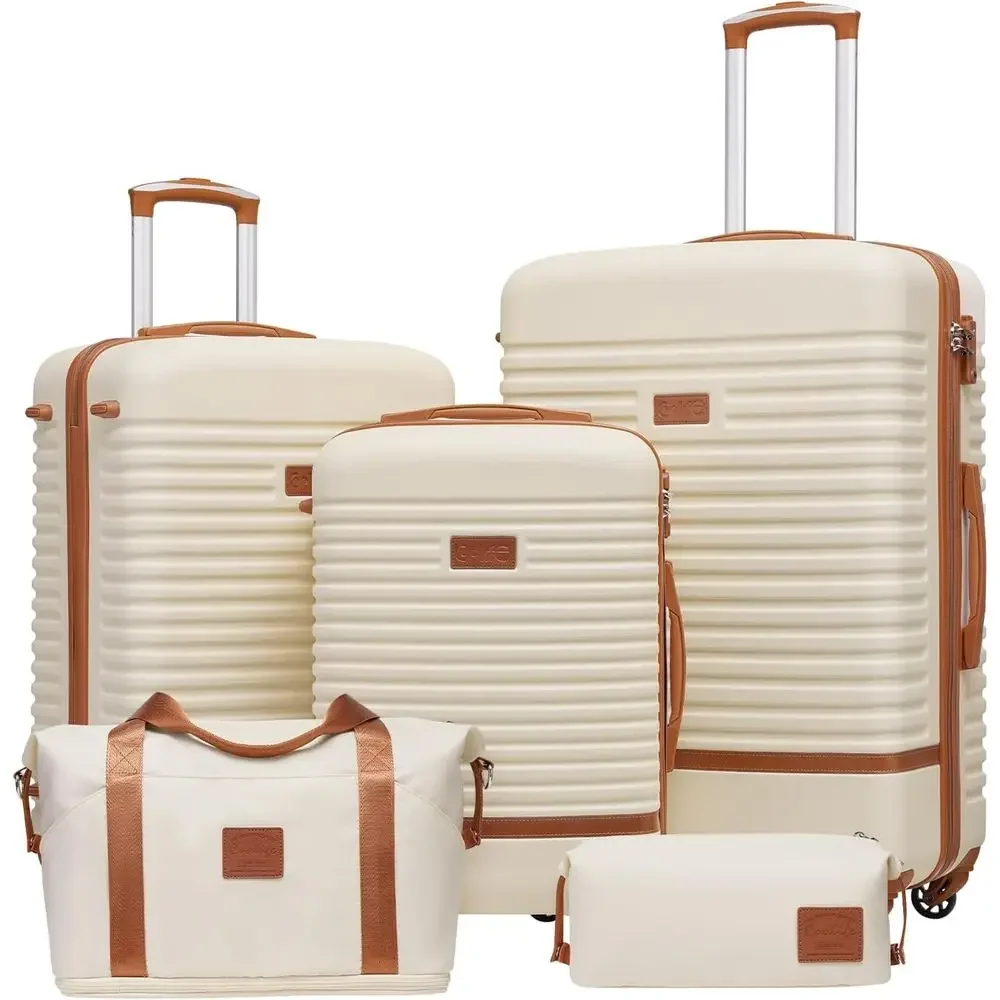 

3-Piece Lightweight Hardshell Spinner Luggage Set with TSA Lock (White, 5 Piece)