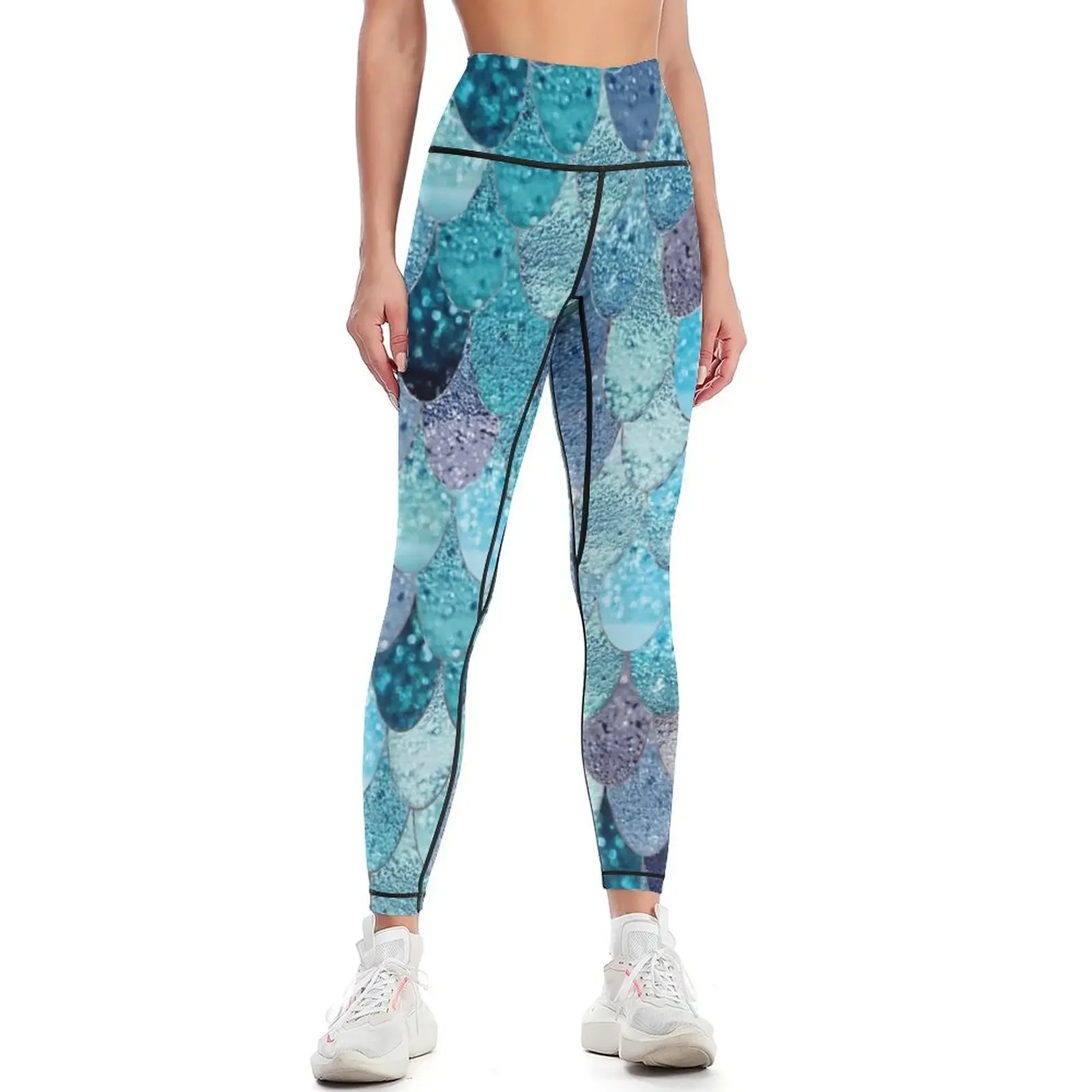 SUMMER MERMAID DARK TEAL by Monika Strigel Leggings gym top exercise clothing for sport legging workout shorts Womens Leggings