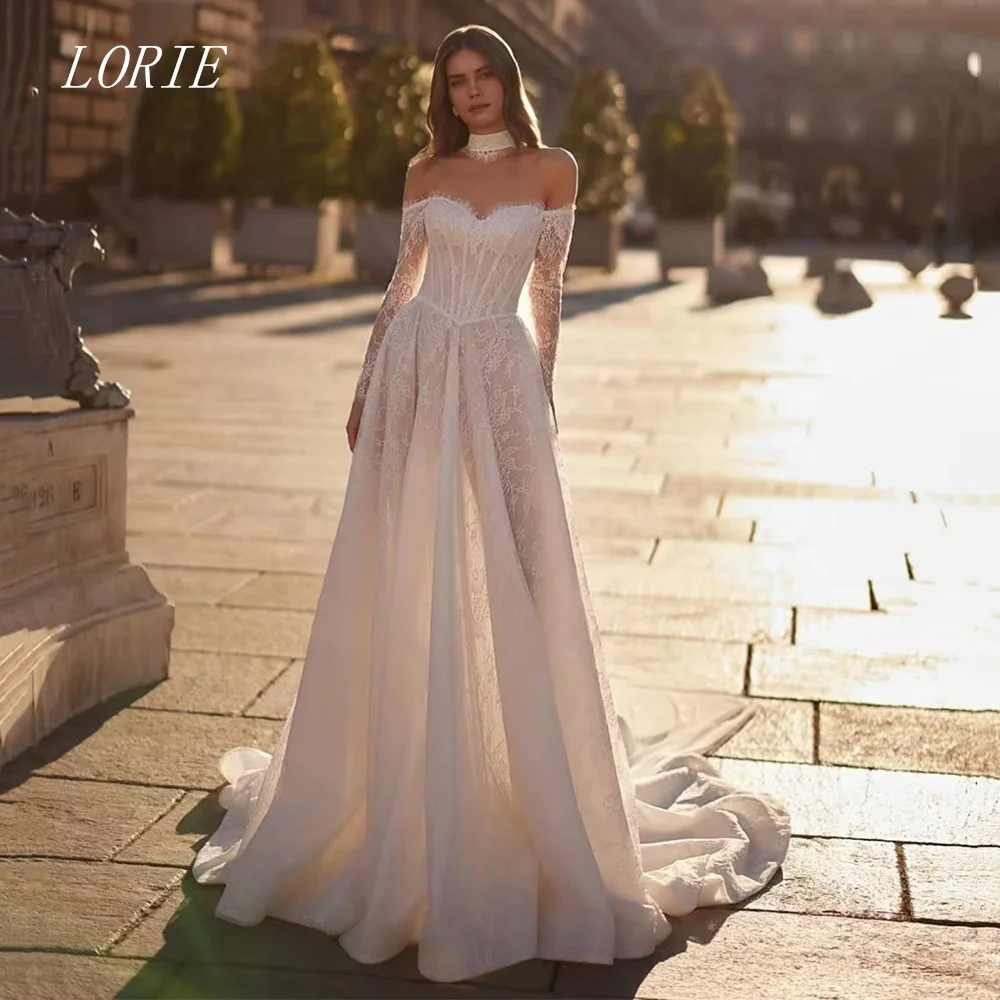 

LORIE Luxury Lace A Line Civil Wedding Dress Sexy Off The Shoulder Bridal Dresses Noval Wedding Gown Customized 2026