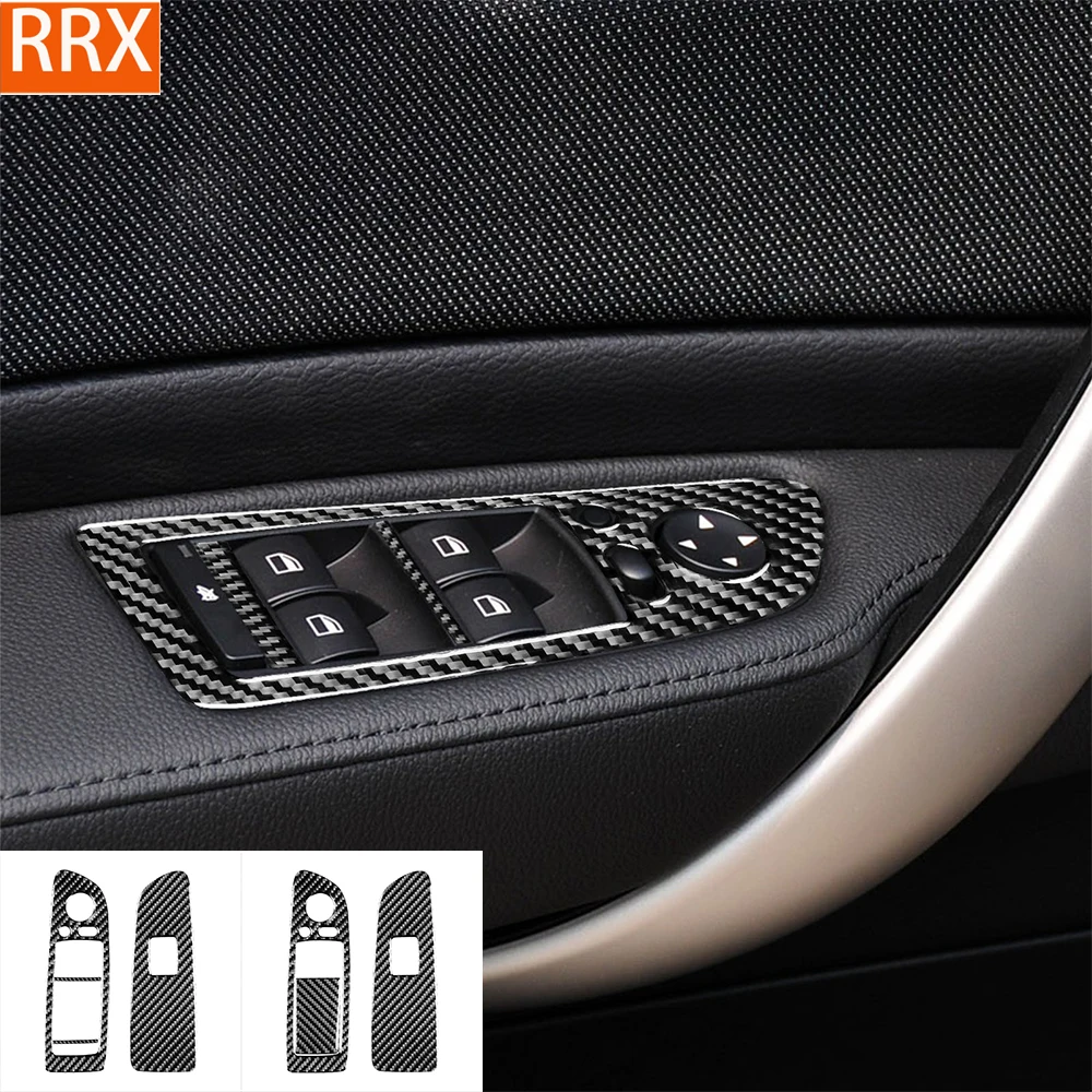 For BMW 1 Series E81 E82 E87 E88 2008-2013 Window Lift Panel Tuning Cover Real Carbon Fiber Stickers Car Interior Accessories