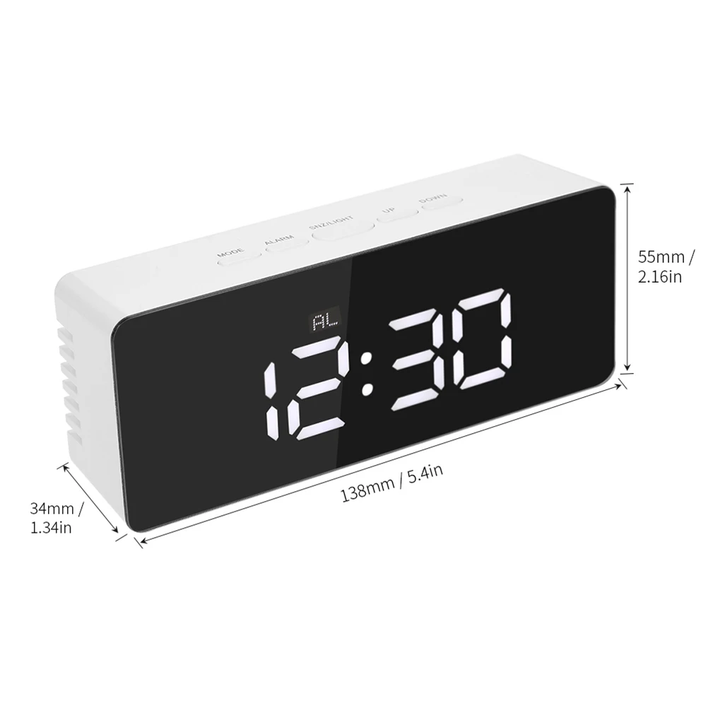 

Led Alarm Clock Mirror Clock Led Display Clock Multi-function Mirror Digital Alarm Clock Clock (No )
