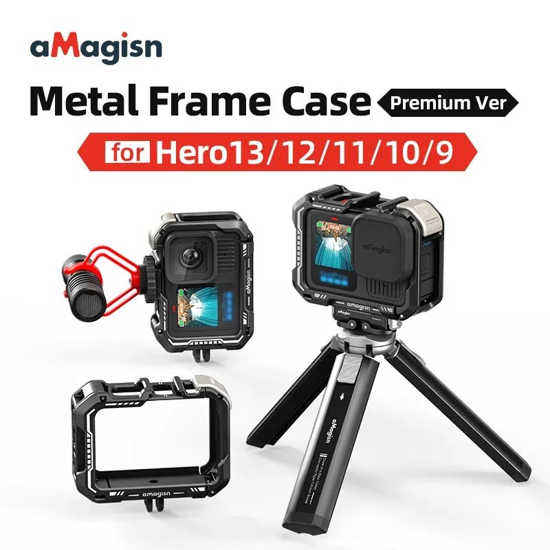 Aluminum Alloy Housing Cage Premium Edition Metal Rabbit Cage for GoPro Hero 13 12 11 10 9 Camera Protective Frame Accessories