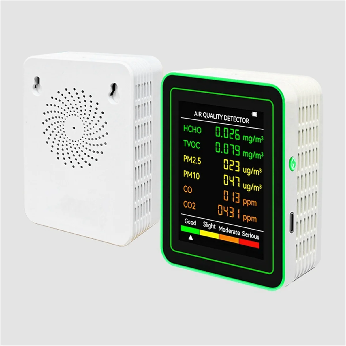 Air Quality Detector 6 in 1 Detector HCHO TVOC CO2 CO PM10 PM2.5 Meter Gases Detecting  ligent Black