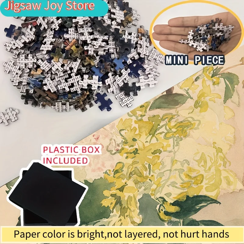 500 قطعة لغز فني لـإدوارد مانيت بعنوان 'قطعة زهور مع زهور الأقحوان' - لغز صغير صعب مناسب للبالغين، محمول ومستطيل الشكل