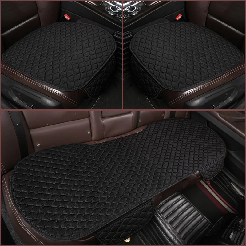 3Pcs Cotton and linen Car Seat Cover Set Universal Car Seat Cover Cushion All Season Car Seat Protector Interior Car Accessories image 6
