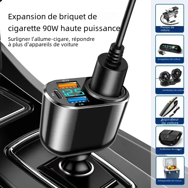 Prise allume-cigare Laguna 66W, chargeur de voiture USB QC3.0 PD3.0, adaptateur de chargeur séparateur, prise de courant avec affichage LED,