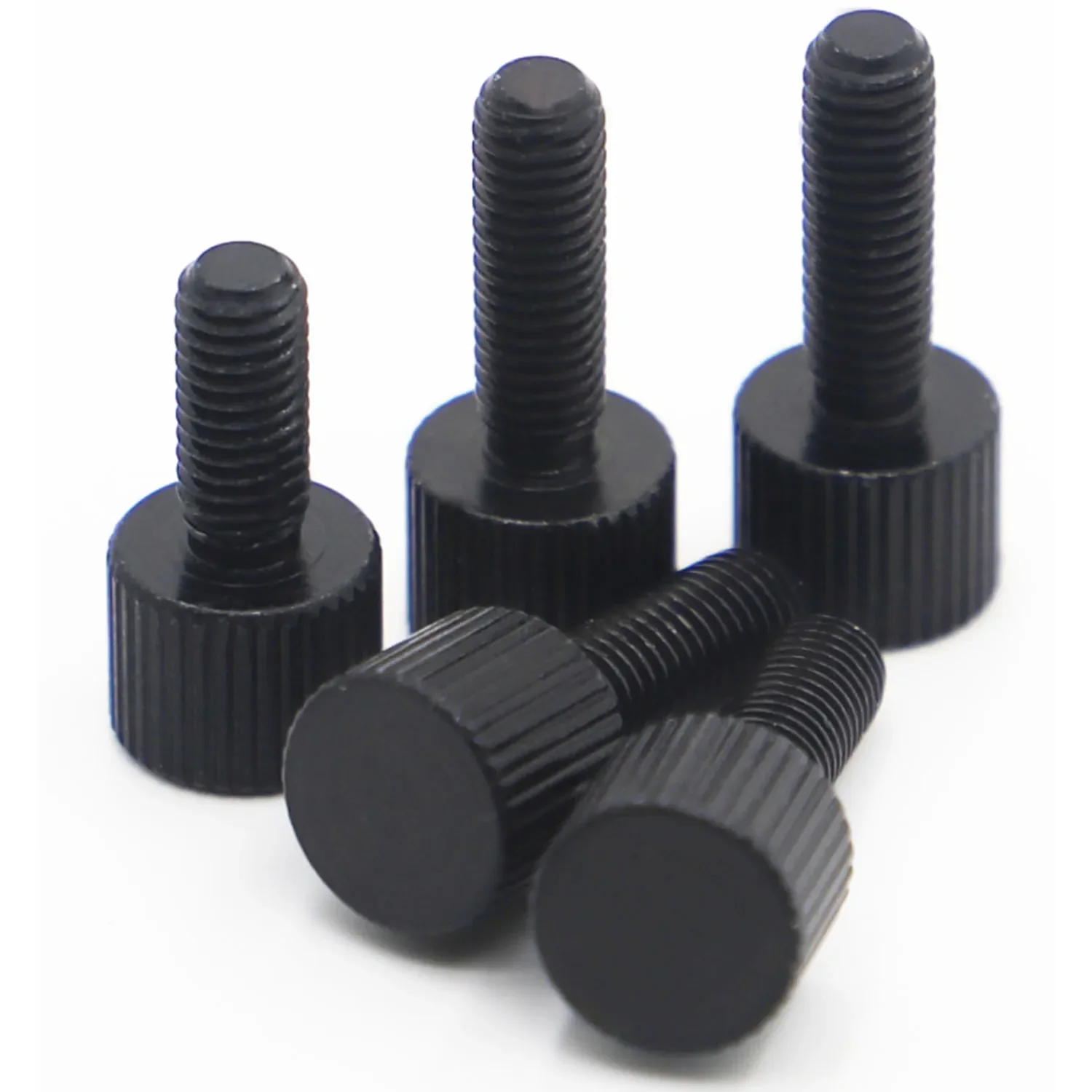 2-5pcs M2 M2.5 M3 M4 M5 M6 Black Carbon Steel Thumb Screws Plain Type Metric Knurled Head Manual Adjustment Screws