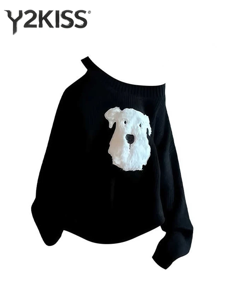 

Осень-зима женский приятный свитер с длинными рукавами трикотажные изделия с открытыми плечами милый сердечник корейский модный дизайн джемпер пуловеры