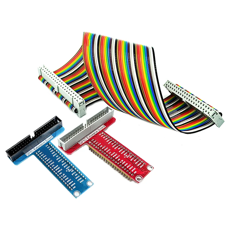 

Для Raspberry Pi 4 3 B + аксессуары, плата расширения GPIO типа T + кабель для Raspberry pi 40P, красная/синяя печатная плата