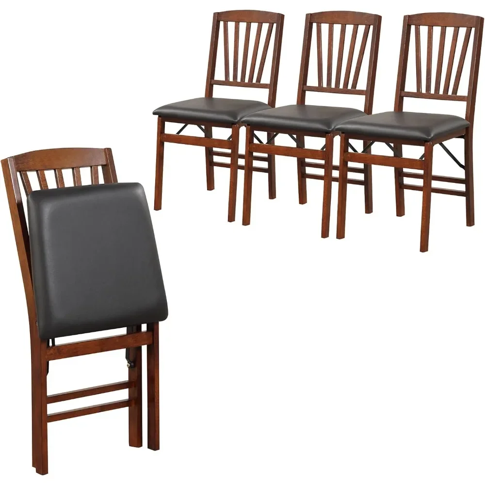 Folding Dining Chairs Set of 4, Foldable Wood Kitchen Chairs with Padded Seat, Solid Wood Frame, Max Load 400 Lbs