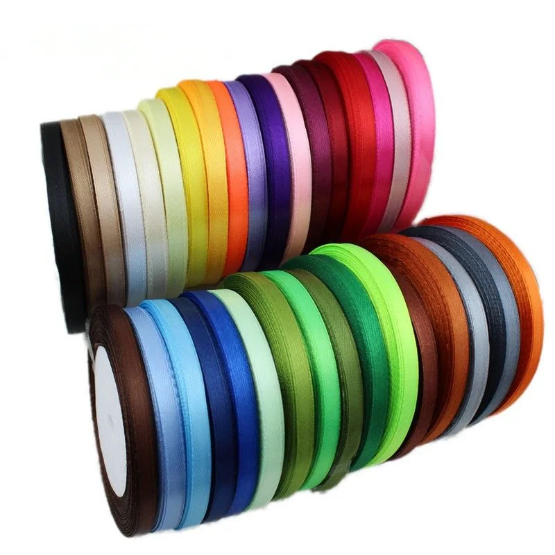 (25 Yards/roll)6mm Single-sided Satin Ribbon Woven Ribbon Gift Packaging Christmas Decoration Handmade Ribbons DIY Holiday