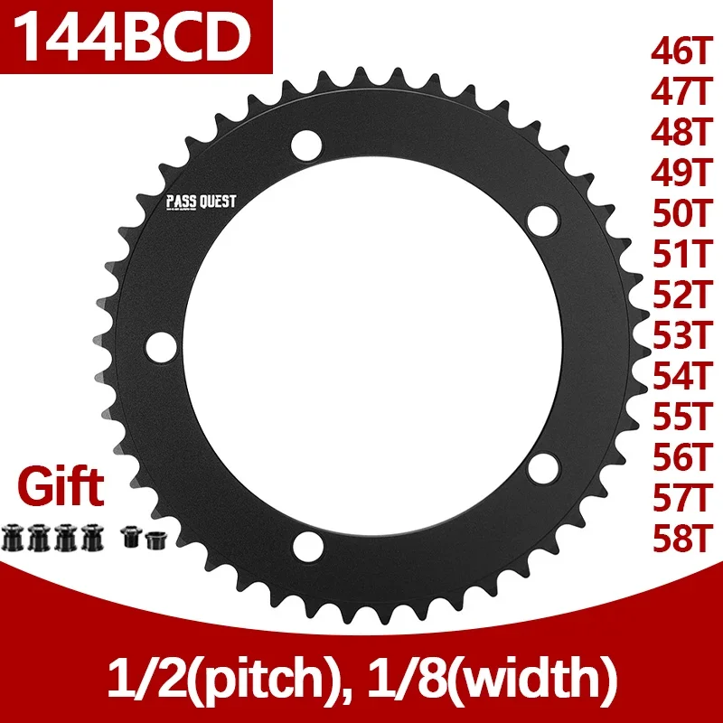 

144bcd Узкая широкая звездочка с 5 болтами для Sram 144 Bcd 1/2*1/8 трековый велосипед с фиксированной передачей, односкоростная шатун 46T-58T, дорожная велосипедная цепь