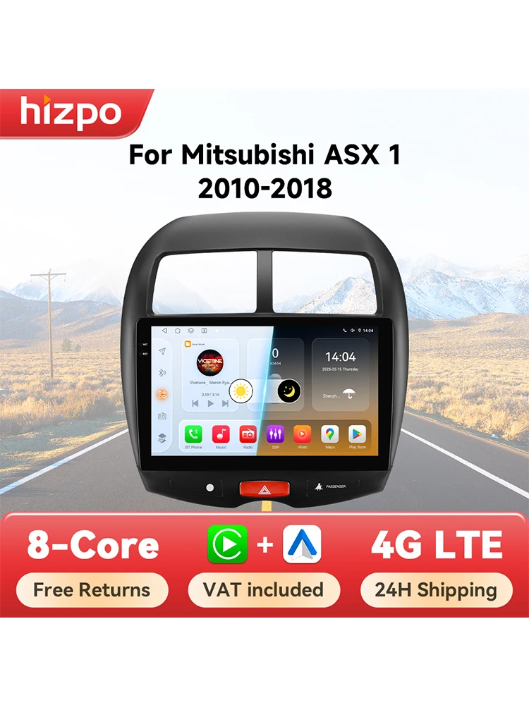 Hizpo 10.1 "Autoradio Intelligente Systemen Voor Mitsubishi Asx 1 2010 - 2018 Multimedia Carplay Android Auto Gps Nr. 2 Din 2din Dvd - afbeelding 2
