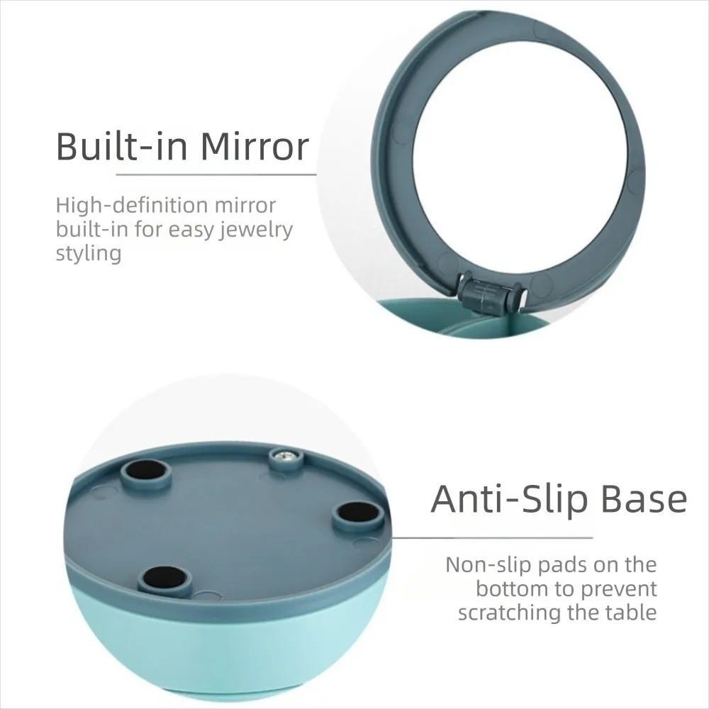 Multilayer Jewelry Stand Holder with Lid Display Tray Desktop Storage Box Dustproof with Mirror Rotating Plastic Stand Bracelet
