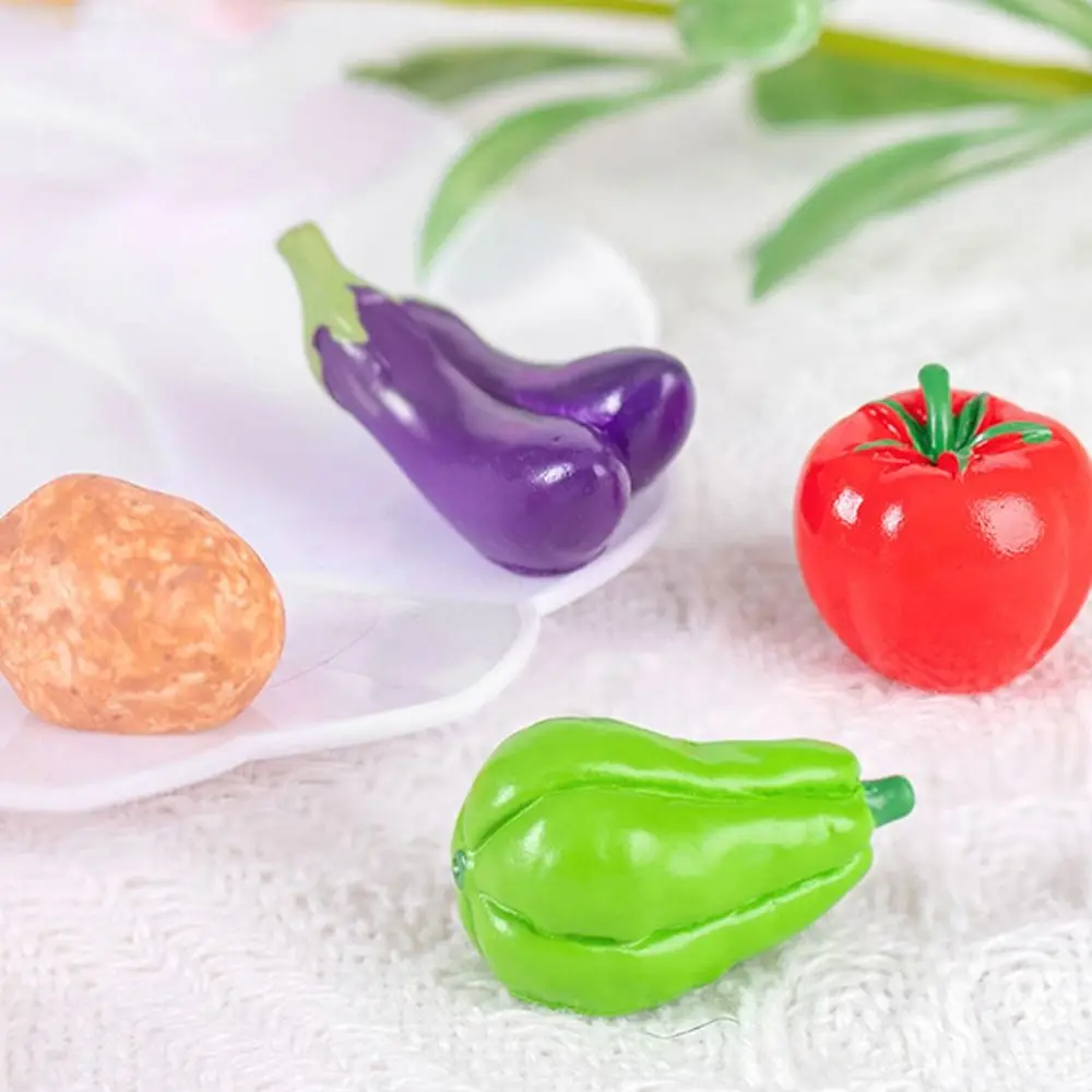 Cute Vegetable Figurines Miniatures Resin Crafts Mini Simulation Vegetable Basket Handicrafts Realistic Vegetable Model