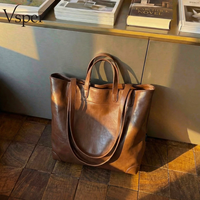 

Большие сумки-тоут Vsper для женщин из мягкой веганской кожи, однотонные, вместительные, для покупок, на плечо, повседневные, городские, для поездок на работу