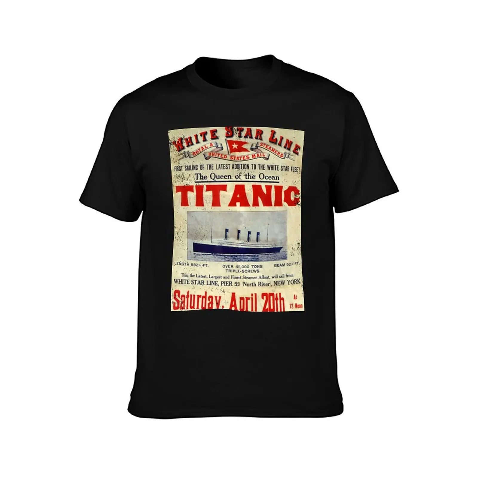 Titanic Sailing Gift Poster V T-Shirt, Summer Casual Cotton Tee, Oversized Streetwear Tops, Vintage Graphic Print, 100% Cotton