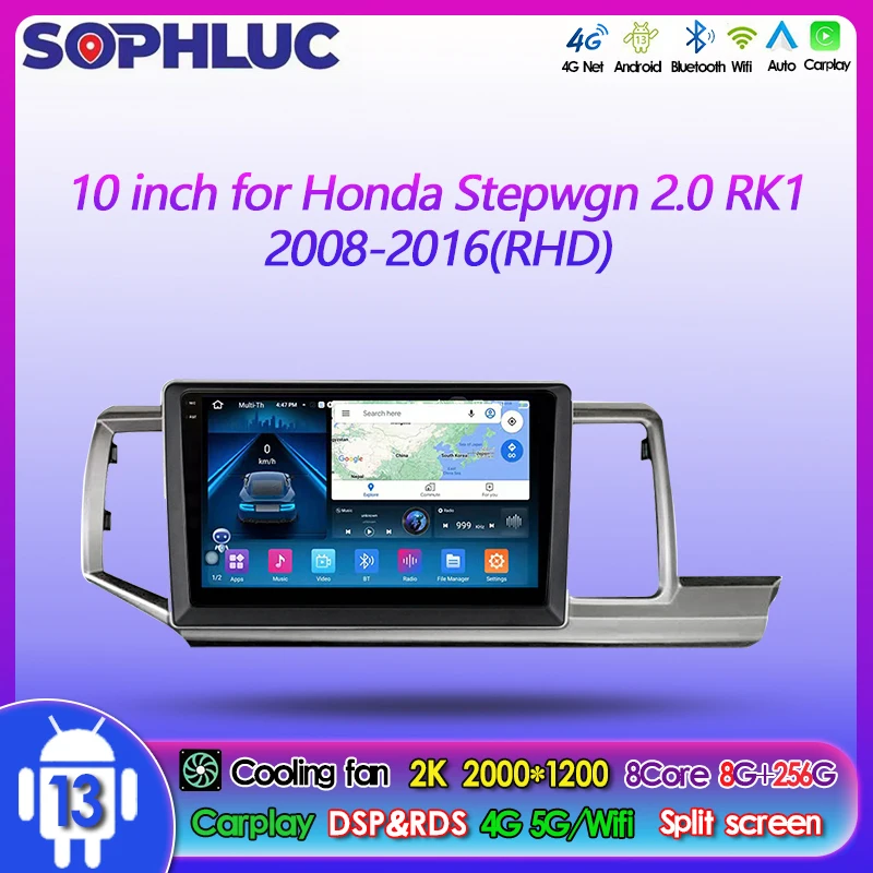 Sophluc Android Stereo Car Radio for Honda Stepwgn 2.0 RK1 08-16 RHD Multimedia Player GPS Navi MP5 BT DSP EQ 4G 5G Wifi Carplay